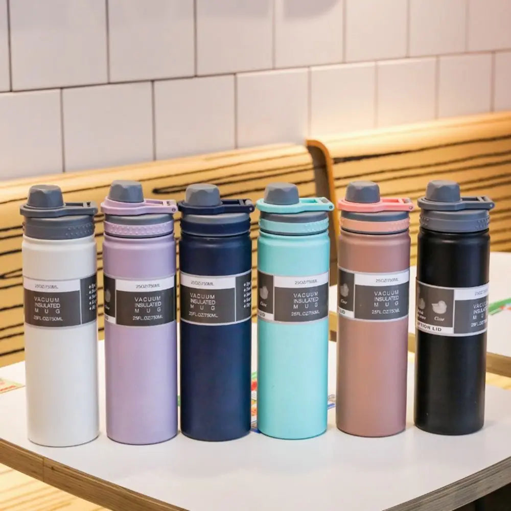 750ML Handheld Vacuum Tumbler Hot or Cold Wide Mouth Insulated Water Bottle 304 Stainless Steel Flask Water Bottle