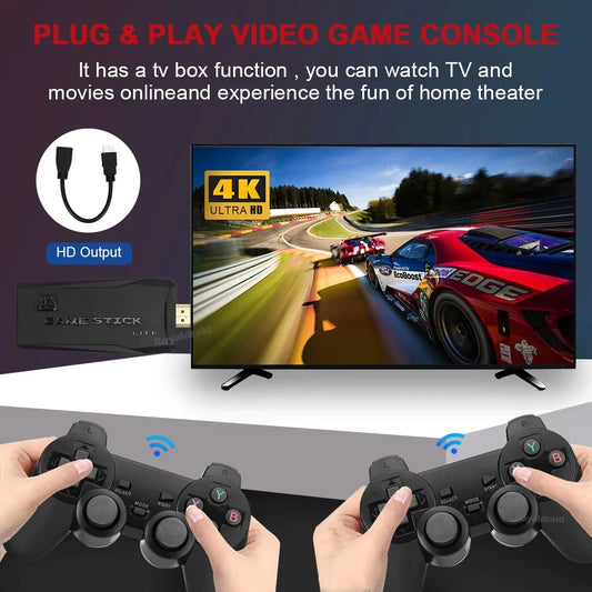 M8 4K Video Game Console 64G Built-in 20000 Games Retro Handheld Game Player 2 Wireless Controller Game Stick Children Xmas Gift