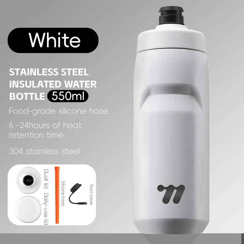 WEST BIKING Stainless Steel Insulated Sports Water Bottle 550ml Cycling Thermos Bottle Keep Cold&Hot Gym Portable Thermal Kettle