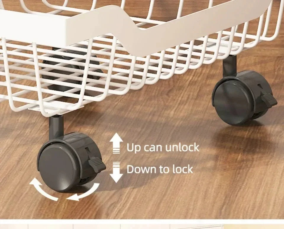 Kitchen Fruit Basket Crevice Vegetable Storage Carts Movable Floor-Mounted Shelf Folding Rack Multi-Layer Stackable Trolley Cart
