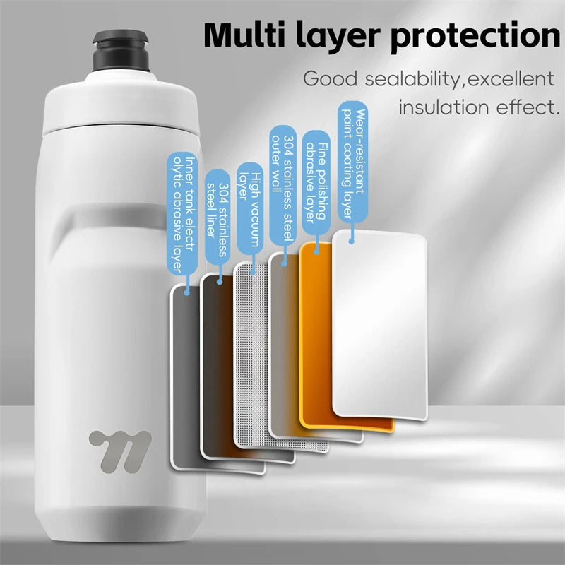 WEST BIKING Stainless Steel Insulated Sports Water Bottle 550ml Cycling Thermos Bottle Keep Cold&Hot Gym Portable Thermal Kettle