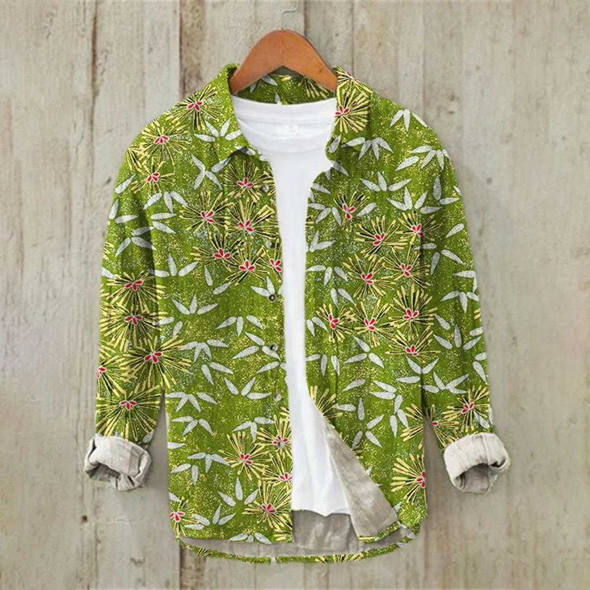 2024 Men's 3D Printed Pattern Lapel Top Casual Loose Retro Long Sleeved Shirt New Fashion Design Harajuku men's Shirt S-5XL