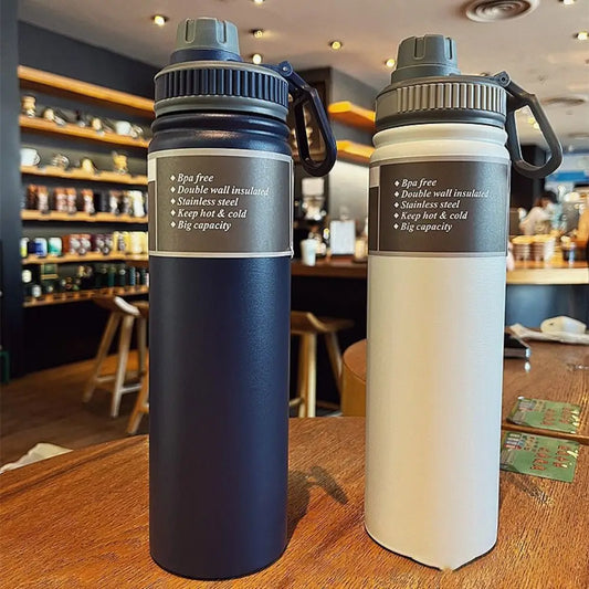 750ML Handheld Vacuum Tumbler Hot or Cold Wide Mouth Insulated Water Bottle 304 Stainless Steel Flask Water Bottle