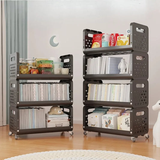 Kitchen Basket Storage Rack Household Add Fruits and Vegetables Multi Functional Small Cart Multi-storey Floor Standing Moveble
