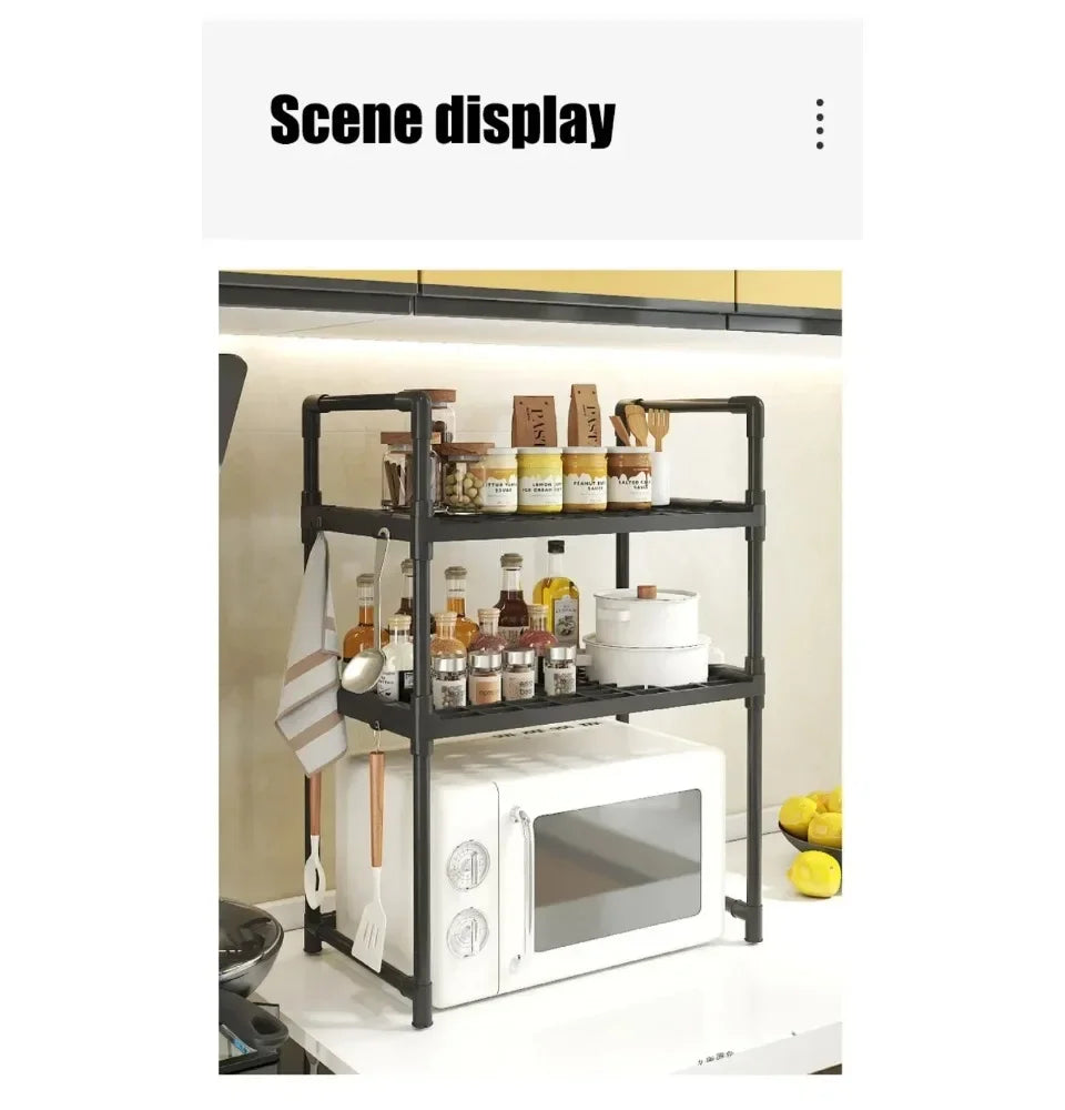 Kitchen Elevated Design Seasoning Rack Microwave Storage RackBilayer Oven Modern Minimalism Kitchen Accessories Organizer