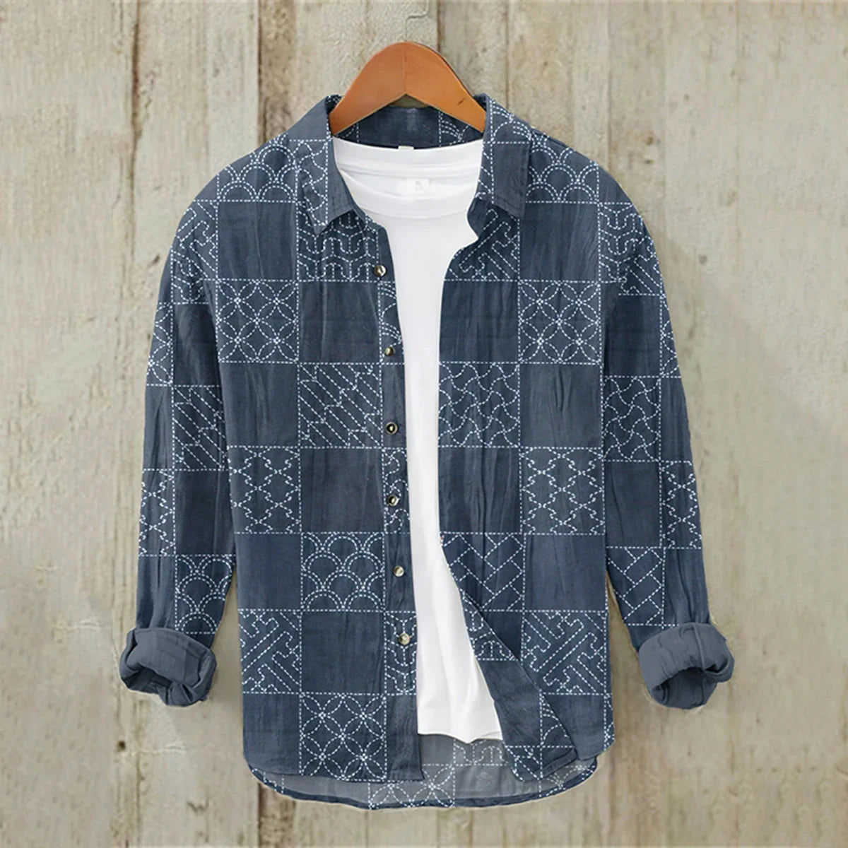 2024 Men's 3D Printed Pattern Lapel Top Casual Loose Retro Long Sleeved Shirt New Fashion Design Harajuku men's Shirt S-5XL