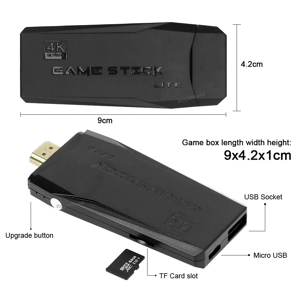 M8 4K Video Game Console 64G Built-in 20000 Games Retro Handheld Game Player 2 Wireless Controller Game Stick Children Xmas Gift