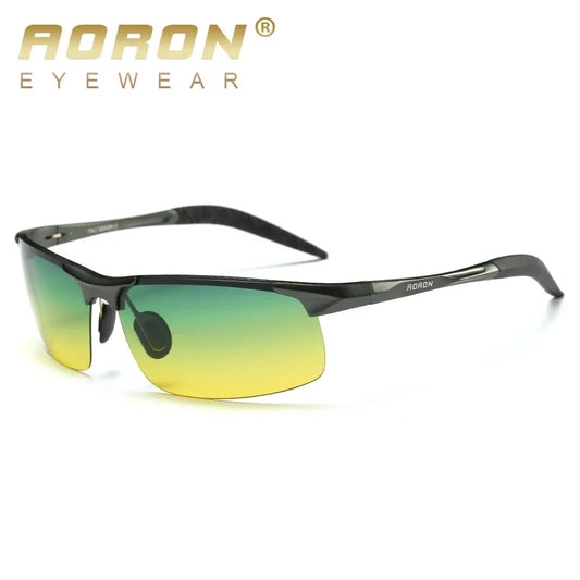 AORON Aluminum Day Night Vision Men Sunglasses Polarized Glasses Brand Original Goggles Male Design Luxury Driving