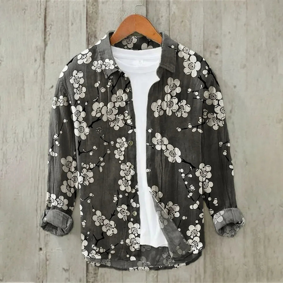 2024 Men's 3D Printed Pattern Lapel Top Casual Loose Retro Long Sleeved Shirt New Fashion Design Harajuku men's Shirt S-5XL