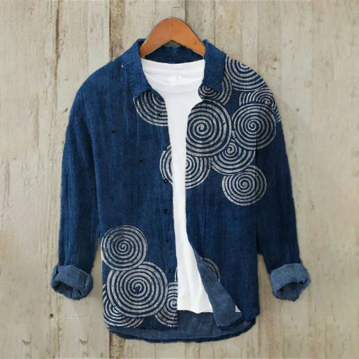 2024 Men's 3D Printed Pattern Lapel Top Casual Loose Retro Long Sleeved Shirt New Fashion Design Harajuku men's Shirt S-5XL