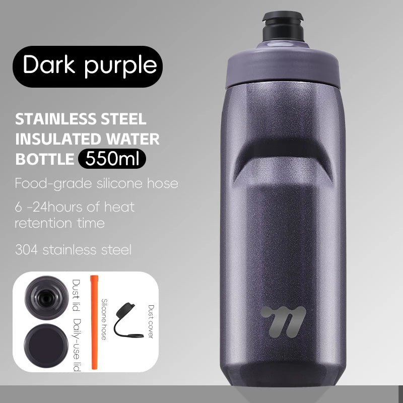 WEST BIKING Stainless Steel Insulated Sports Water Bottle 550ml Cycling Thermos Bottle Keep Cold&Hot Gym Portable Thermal Kettle
