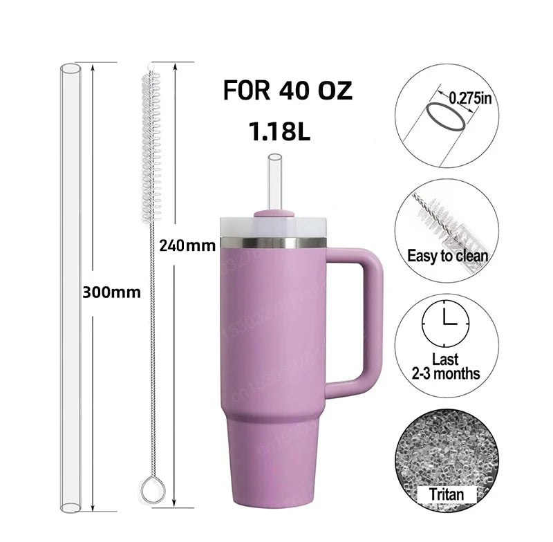 30cm Replacement Straw Compatible Stanley 40oz Tumbler, Plastic Clear Reusable for Stanley Tumbler Transparent Plastic Straws