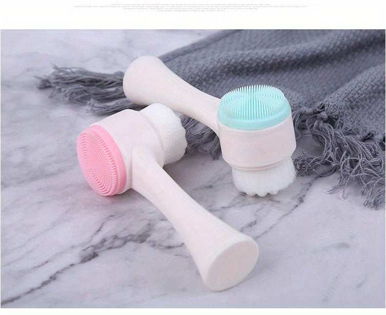 Facial Cleansing Brush, Double-sided Cleaning Tool, Soft Bristle Exfoliator, Cleaner Brush, Scrub Exfoliating Facial Brush For Face Care Makeup Skincare Removal