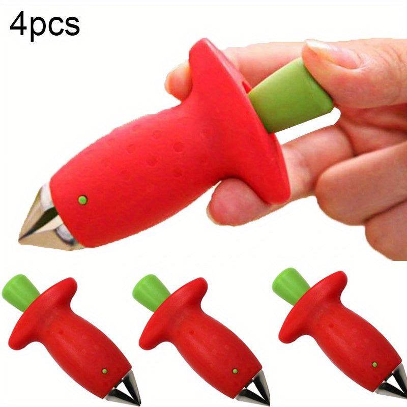 1pc Stainless Steel Strawberry Huller and Tomato Corer - Ergonomic Easy Grip, Durable ABS Handle, Kitchen Gadget for Efficient Fruit Stem Removal, Tomato Coring Device | Functional Kitchen Tool | Durable Kitchenware