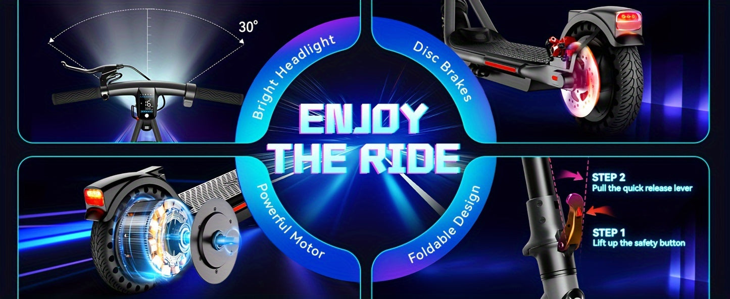 SISIGAD Folding Electric Scooter, 8.5" Solid Tires, 300W Electric Scooter with 15 Miles Long Range, 15MPH Speed Foldable Commuting E-Scooter for Adults