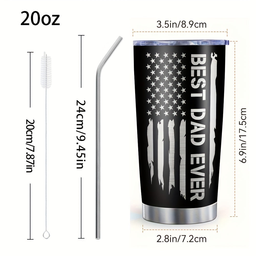 20oz Stainless Steel Tumbler with Lid And Straw Dual Wall Vacuum Insulated Water Bottle Ideal Gift for Dad - Heat & Cold Insulation