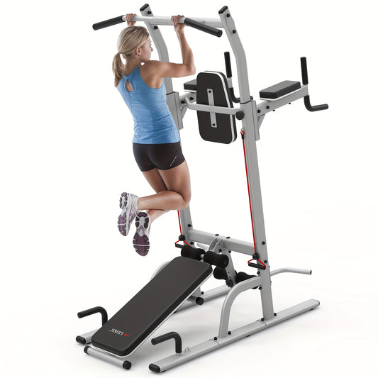 leikefitness Multifunction Power Tower Exercise Equipment, Pull Up Dip Station, Height Adjustable for Home Gym Strength Training Fitness Equipment, Dip Stands, Pull Up Bars, Push Up Bars, VKR