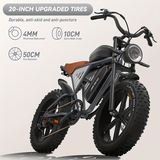 JANSNO X70 Electric Bike For Adults With 500W Brushless Motor, 48V 34Ah Removable Dual Battery, 20" X 4.0 Fat Tire Electric Bicycle, Electric Mountain Bike, Commuter Off-Road Electric Bike, 7-Speed Transmission With Charger