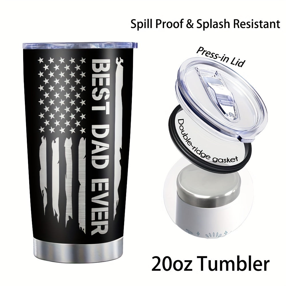 20oz Stainless Steel Tumbler with Lid And Straw Dual Wall Vacuum Insulated Water Bottle Ideal Gift for Dad - Heat & Cold Insulation