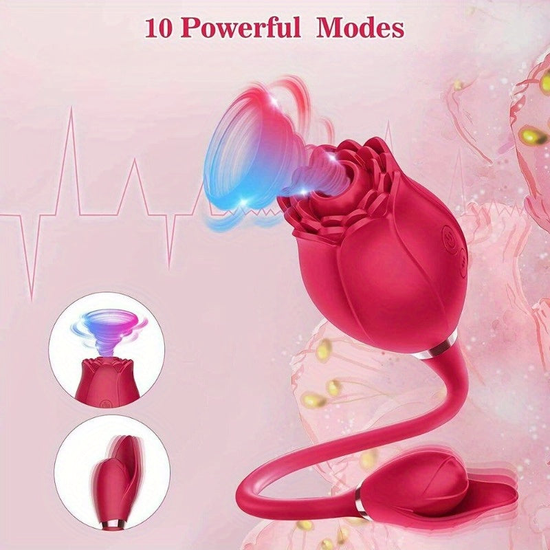 3-In-1 Rose Toy Vibrator, Dildo, Female Tongue Licking Stimulator, G-Spot, Dildo, Nipple Licking Device for Ladies, Valentine'S Day Gift, Gift for Girlfriends