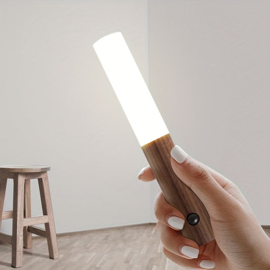 1pc Magnetic Wood Creative Intelligent Auto PIR Motion Sensor LED Rechargeable Night Light for Kitchen Cabinet
