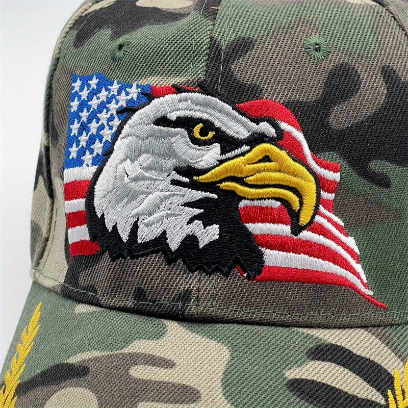 Unisex Eagle Embroidered Baseball Cap - Tactical Camouflage Sunshade Dad Hat with Adjustable Strap - Perfect for Outdoor Enthusiasts and Patriotic Fans