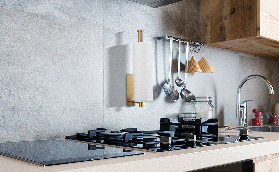 1pc Stainless Steel Self-Adhesive Paper Towel Holder - Space-Saving Wall Mount Design for Kitchen, Counter, Cabinet, and Bathroom - Easy Installation, Punch-Free, and Durable