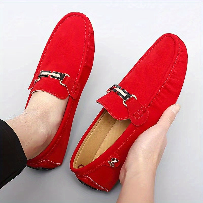[Metallic Moccasin Loafer Shoes] Men's Moccasin Loafer Shoes With Metallic Decor, Comfy Non-slip Slip On Shoes, Men's Shoes, Spring And Summer