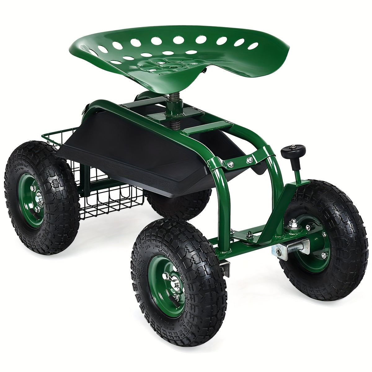1pc Goplus Garden Cart Gardening Workseat W/Wheels, Patio Wagon Scooter For Planting, Work Seat With Tool Tray And Basket