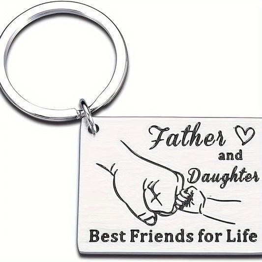 Stainless Steel Keychain for Dad from Daughter, Father Daughter Bonding Themed Keyring, Novelty Women's Key Chain with Ring Buckle, Single Piece, Ideal Gift for Father's Day, Grandparent's Day, Birthdays, Christmas, Valentine