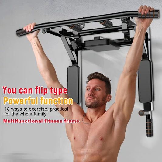1pc Heavy-Duty Foldable Wall Mount Pull-Up Bar - Home Gym Fitness Equipment for Arm Muscle Exercise, Core Strength Training, and Bodybuilding - Space-Saving Design for Small Rooms