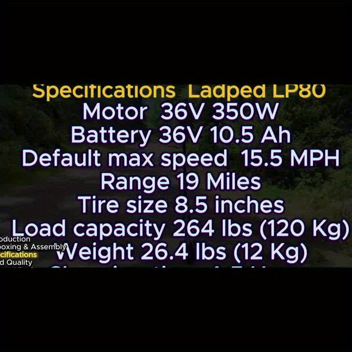 LADPED LP80 350W Foldable Electric Scooter for Adults & Teens, 8.5" Anti-skid Solid Tires, 19 Mile Range&3 Speed Modes, LCD Display, Puncture-Resistant, with Taillight - Perfect for Commuting, Campus, And Travel, Work, Park,