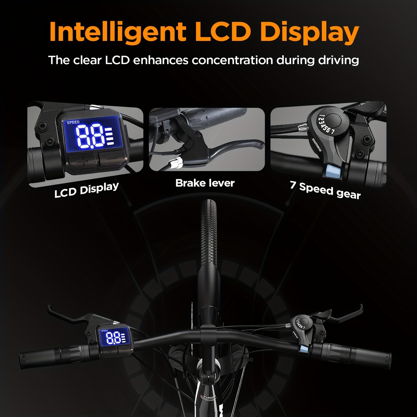 Totem Skyline 26" Electric Bike for Adults - 350W, Ideal for City Riding | 40-Mile Range, 20 MPH Top Speed, Fast Charge in 3H, 7-Speed Gears, Detachable Battery, Adjustable Seat