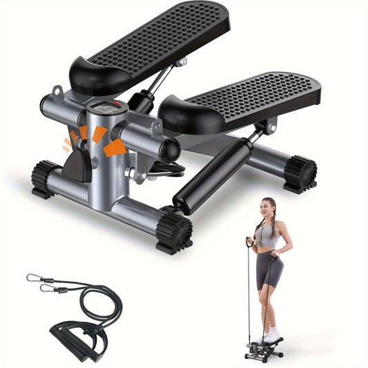 Mini Stair Stepper Exercise Machine with Resistance Bands, Tungsten Steel Hydraulic Twist Stepper, Mechanical Control, 300 lbs Capacity, Full Body Cardio Workout Fitness Equipment for Home Use