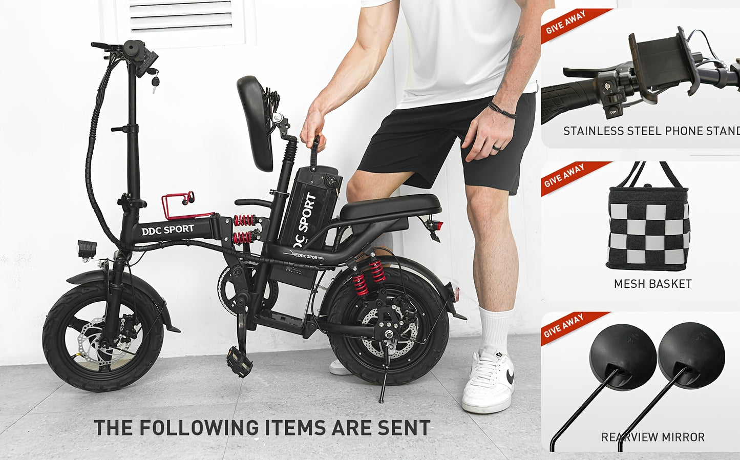 740W Peak Motor, 20 MPH Speed, 48V20Ah Lithium Battery, DDC M1 Electric Bike for Adults, Max Range 40 Miles, Cruise Control, 3-step Folding, 11 Shock, 14 Inch Tires, Commuting, Gifts for Youngster, School, Commuting, Weekend