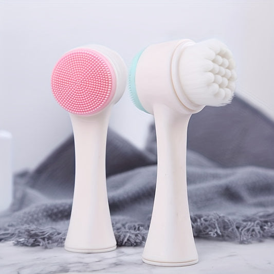 Facial Cleansing Brush, Double-sided Cleaning Tool, Soft Bristle Exfoliator, Cleaner Brush, Scrub Exfoliating Facial Brush For Face Care Makeup Skincare Removal
