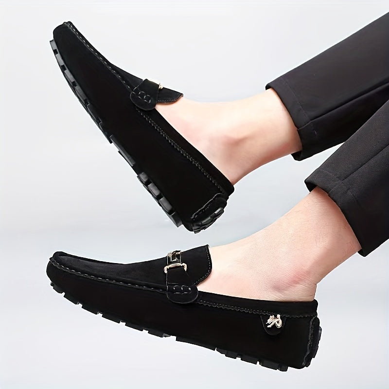 [Metallic Moccasin Loafer Shoes] Men's Moccasin Loafer Shoes With Metallic Decor, Comfy Non-slip Slip On Shoes, Men's Shoes, Spring And Summer