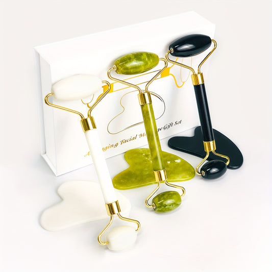 Facial and Eye Roller Massage Stick Non-Natural Pink Crystal Jade Roller Beauty Massager