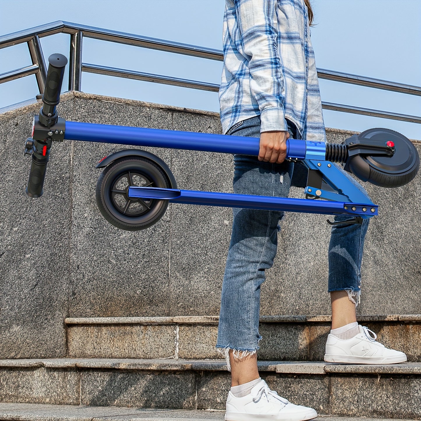 CAROMA 250W Portable Folding Electric Scooter, Range Of 15.5 Miles, 15.5 Miles Per Hour, 6.5-inch Solid Tires, Adult Commuting Electric Scooter, Electronic Brake, Maximum Load Of 220 Pounds