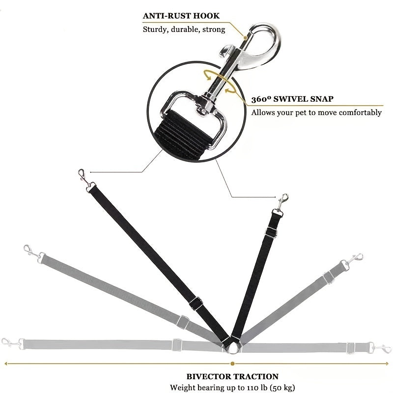 Retractable Pet Car Leash with Safety Buckle - Securely Restrain Dogs and Cats During Car Rides