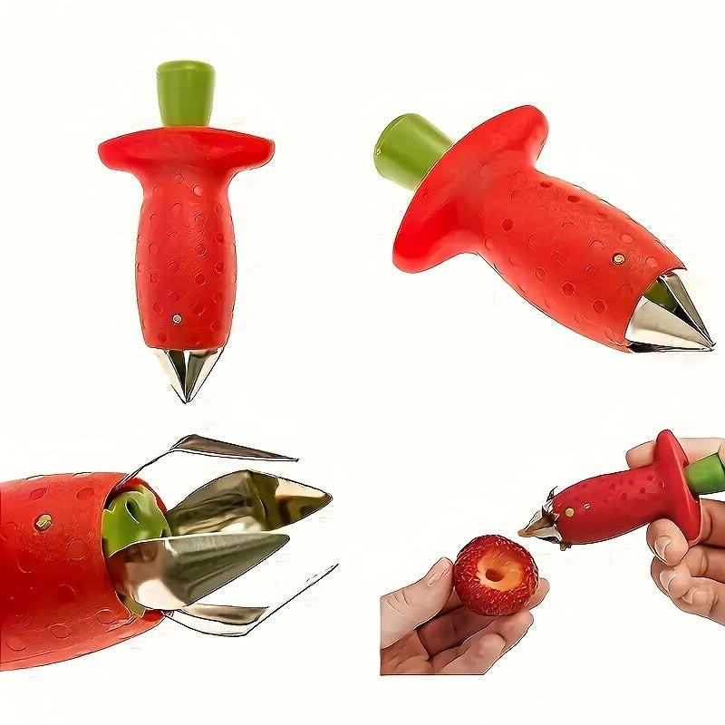 1pc Stainless Steel Strawberry Huller and Tomato Corer - Ergonomic Easy Grip, Durable ABS Handle, Kitchen Gadget for Efficient Fruit Stem Removal, Tomato Coring Device | Functional Kitchen Tool | Durable Kitchenware