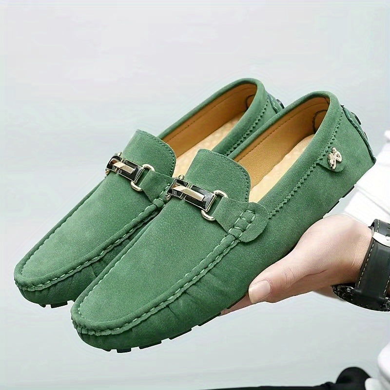 [Metallic Moccasin Loafer Shoes] Men's Moccasin Loafer Shoes With Metallic Decor, Comfy Non-slip Slip On Shoes, Men's Shoes, Spring And Summer