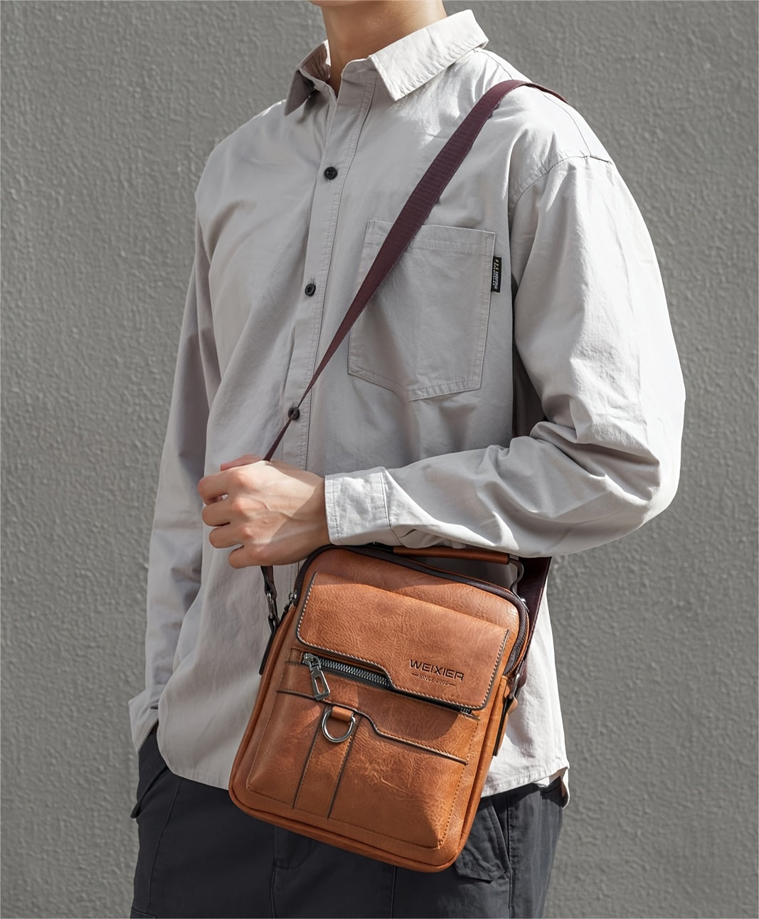 WEIXIER Crossbody Bag, Men's Shoulder Bag Vintage Hand Business Men's Casual Bag Satchel Bag For Men Gift For Father/Anniversary