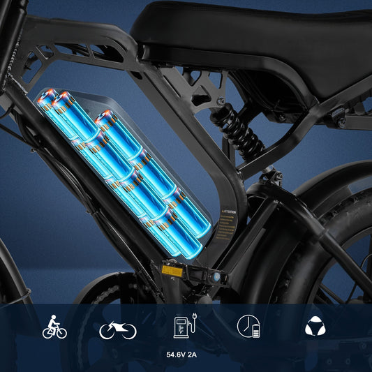 Besintu V20pro Electric Bike for Adults - 19MPH, 30-40 Miles Range, Hydraulic Brakes, 749W Motor, Detachable 48V 15.6AH Battery, Rear Seat, Commuter Mountain Bike with Front Fork Suspension, 7 Gears, 20"x4" Tires - Black