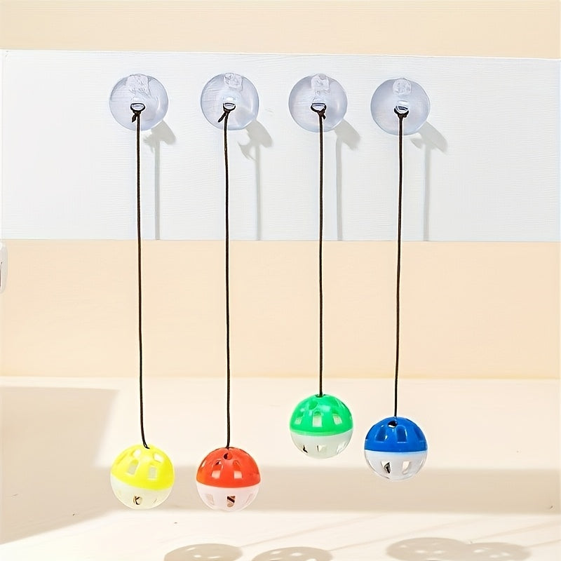 Vacuum Bell Bouncy Ball Pet Supplies Cat Toy Colorful Plastic Sound Bell Interactive Self-Entertaining Ball Random Color