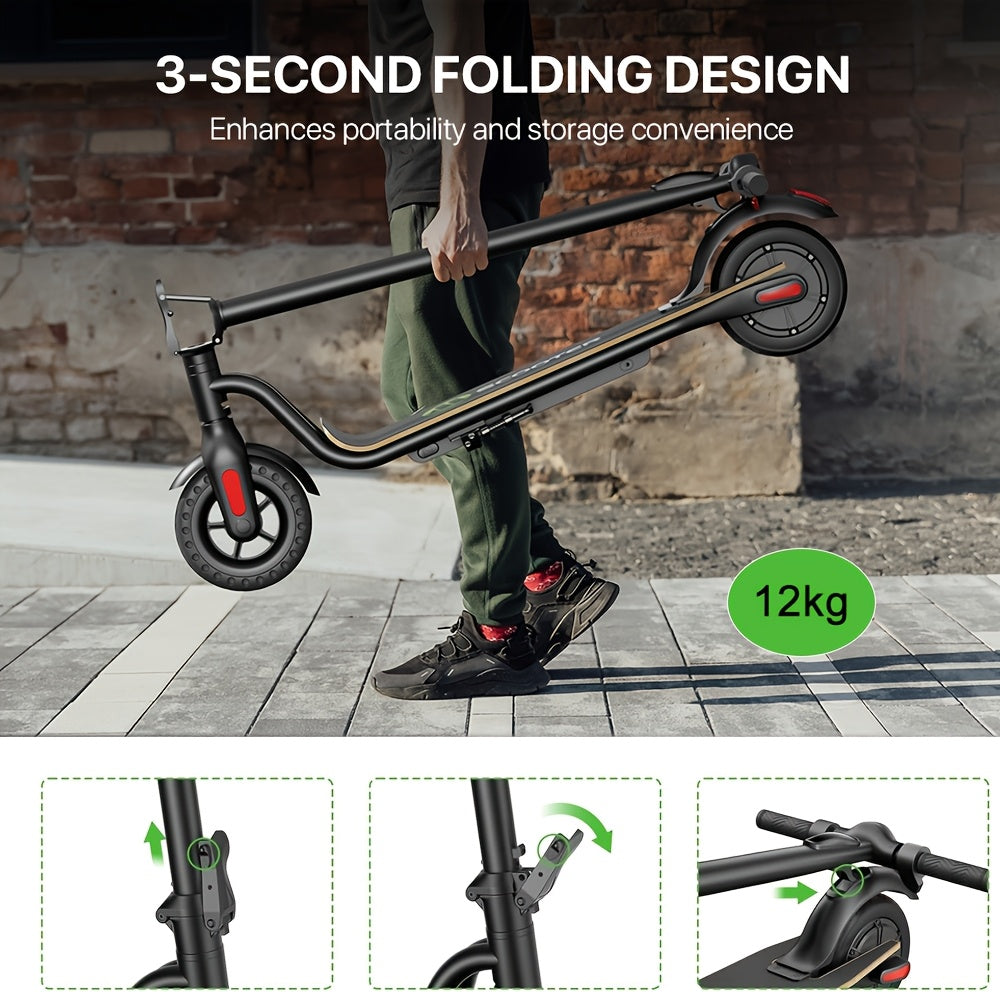 MEGAWHEELS S10 Lightweight & Foldable Electric Scooter With 8" Solid Wheels, Wood Pedal, 7.8AH Battery, Supports 25km/h Max Speed, 3 Speed Modes And 18-22km Long Range, The Electric Motor Scooter Is A Perfect Choice As Christ