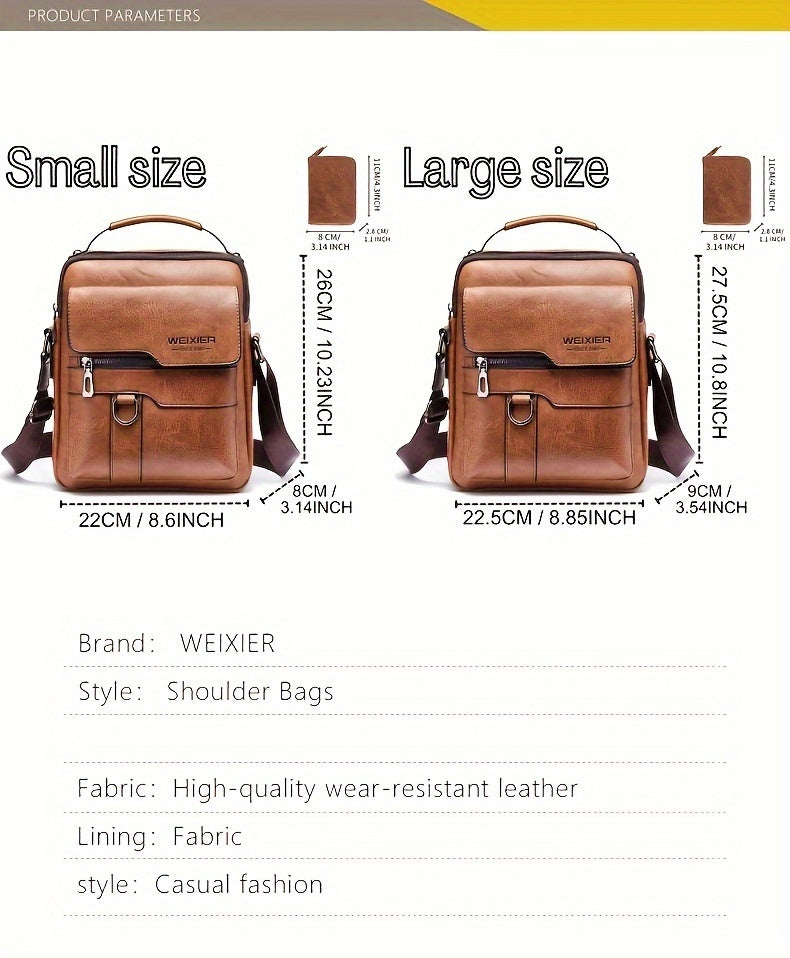 WEIXIER Crossbody Bag, Men's Shoulder Bag Vintage Hand Business Men's Casual Bag Satchel Bag For Men Gift For Father/Anniversary