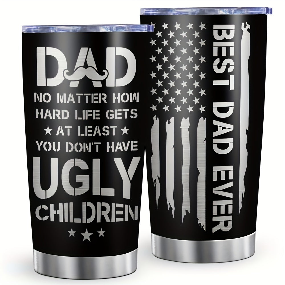 20oz Stainless Steel Tumbler with Lid And Straw Dual Wall Vacuum Insulated Water Bottle Ideal Gift for Dad - Heat & Cold Insulation