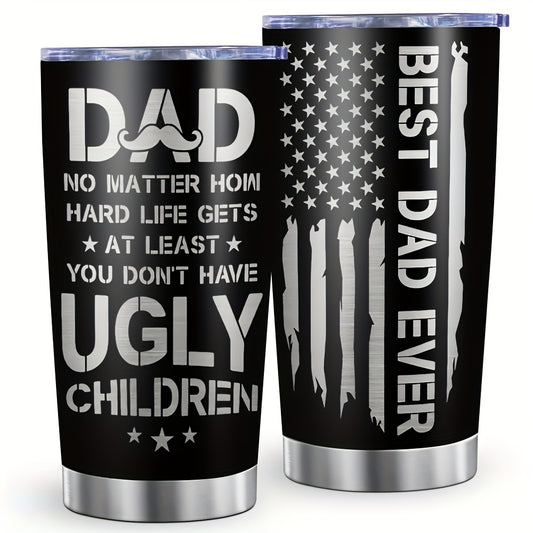 20oz Stainless Steel Tumbler with Lid And Straw Dual Wall Vacuum Insulated Water Bottle Ideal Gift for Dad - Heat & Cold Insulation