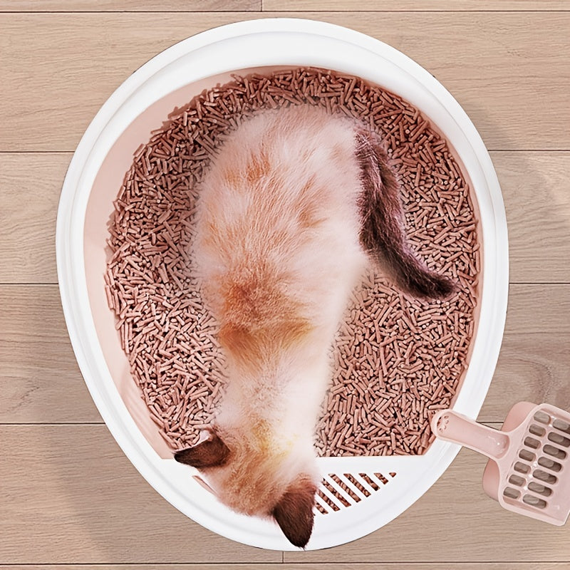 Pet Semi-Enclosed Cat Litter Box Detachable Cat Toilet with Cat Litter Shovel